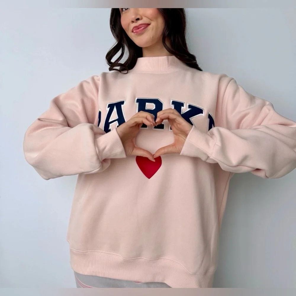 PARKE Heart Varsity Mockneck - Peony + Denim - Picture 2 of 2